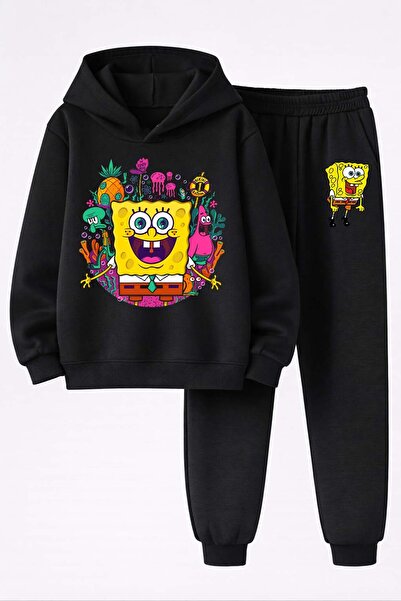 MAGORS Spongebob Printed 3-Yarn Quality Sweatshirt and Sweatpants Kids' Top a...