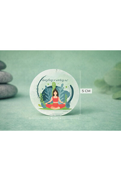 EcoNest ملصق اليوغا - كل شيء على ما يرام - ملصق دائري بقطر 5 سم بتصميم التأمل...