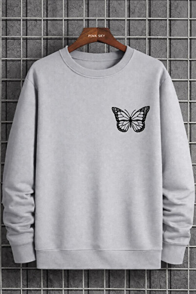 Pink Sky Unisex cu imprimeu guler rotund Swea tricou supradimensionat Bumbac ...