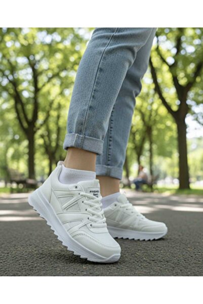Moda Kadıköy Women's White Non-Slip Sole Sneaker Shoes
