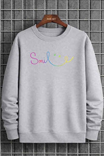 Pink Sky Unisex cu imprimeu guler rotund Swea tricou supradimensionat Bumbac ...