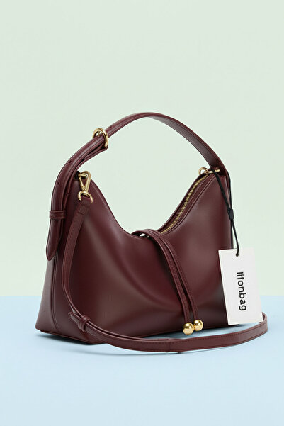 Lifonbag Kadın Mini Boy Top Detaylı Uzun Çapraz Askılı El & Omuz Çantası (20x...