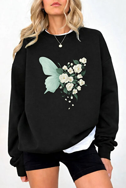 Pink Sky Unisex Printed Crew Neck Sweatshirt Oversized Cotton Daily Comfortable