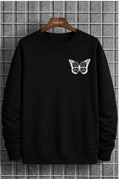 Pink Sky سويت شيرت برقبة دائرية للجنسين مطبوع مصنوع من القطن قصة فضفاضة مريح ...