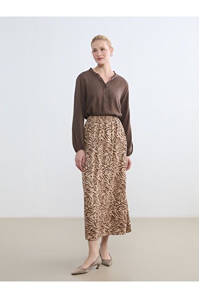 LC Waikiki Patterned Belmando Flared Skirt with Elastic Waistband