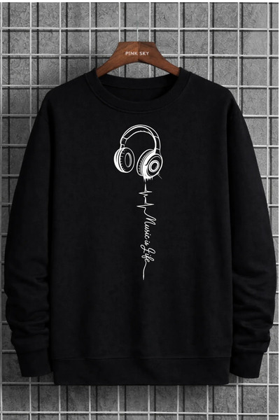 Pink Sky Unisex Printed Crew Neck Sweatshirt Oversized Cotton Daily Comfortable