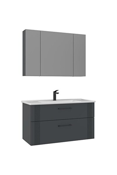 ORKA Banyo Dolabı Takım Bari 100 cm Mat Antrasit