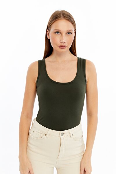 LAENT Women's Khaki Thick Strap Basic Athlete