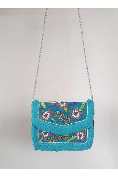 ARDSU Geantă boemă cu curea, brodată manual cu mărgele, stil Banjara/Boho/Vin...