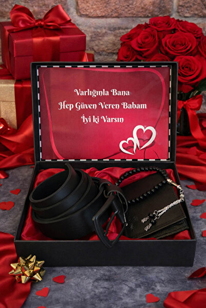 expreshediye Special Gift for Father: Rosary Belt Wallet Set