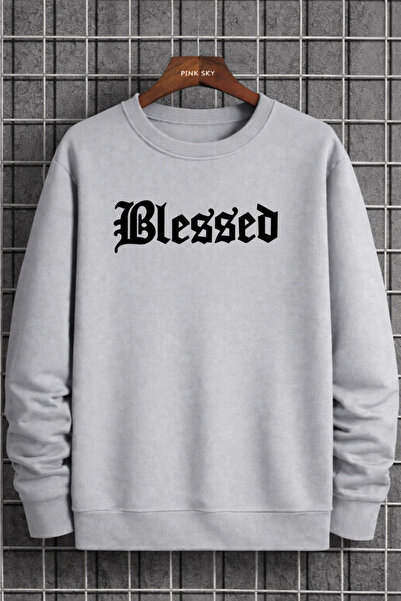 Pink Sky سويت شيرت برقبة دائرية للجنسين مطبوع مصنوع من القطن قصة فضفاضة مريح ...