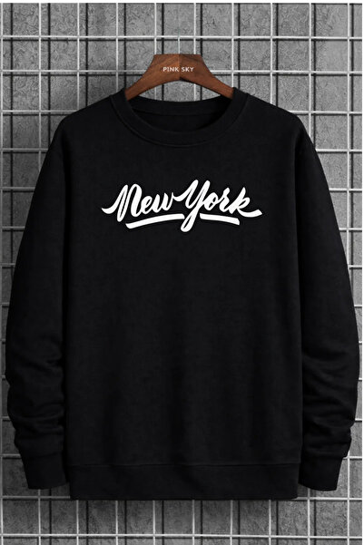 Pink Sky Unisex cu imprimeu guler rotund Swea tricou supradimensionat Bumbac ...