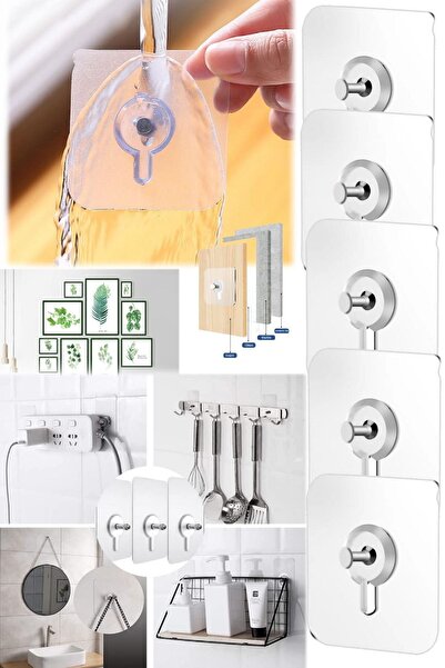 Munico 5 Adet Yapışkan Çiviler Kendinden Yapışkanlı Vida Yapışkan Kanca Mutfa...