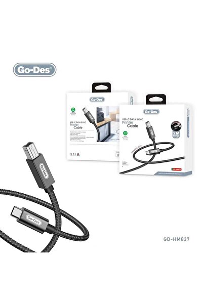 Go-Des GD-HM837 Type-C printer cable for data synchronization, 2 meters long