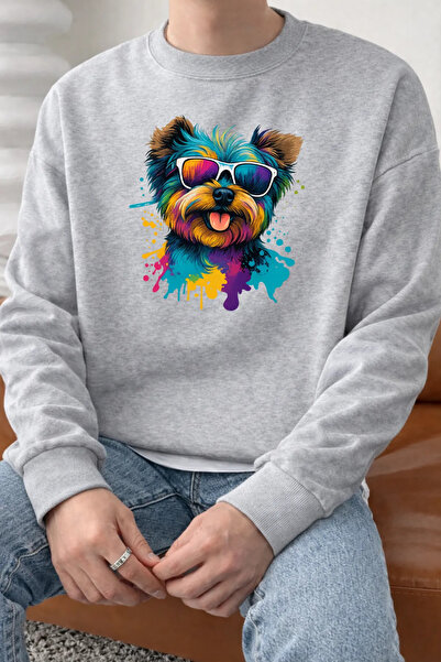 Pink Sky Φούτερ Unisex με τύπωμα με λαιμόκοψη oversized βαμβακερό καθημερινό ...