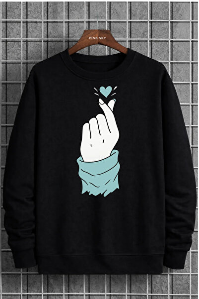 Pink Sky Unisex cu imprimeu guler rotund Swea tricou supradimensionat Bumbac ...