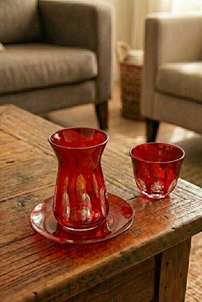 DECOSTYLE Endam Colorful 18 Piece Tea Set |   Modern & Stylish Glass Cups – E...