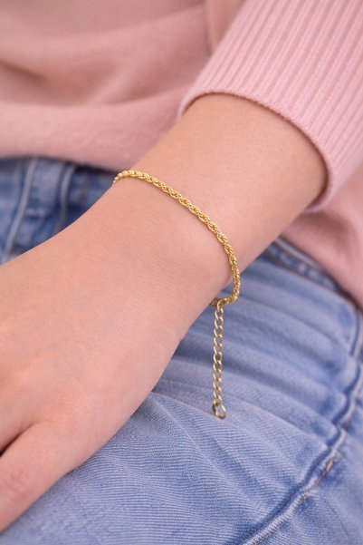 Arvital Stainless Steel Twisted Rope Chain Bracelet Adjustable Women's Bracelet Gold & Color Options