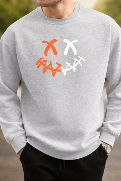 Pink Sky Unisex Printed Crew Neck Sweatshirt Oversized Cotton Daily Comfortable