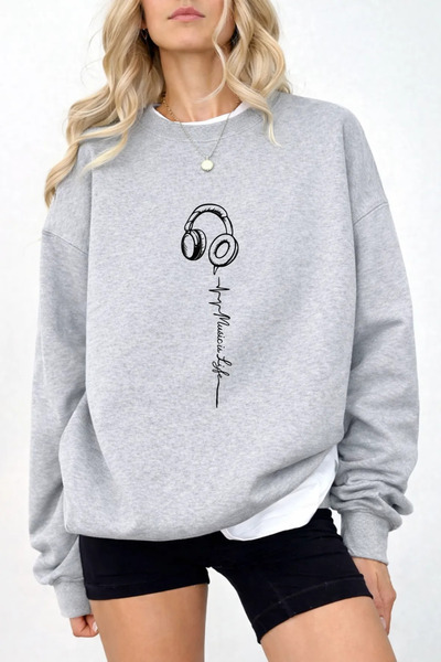 Pink Sky Φούτερ Unisex με τύπωμα με λαιμόκοψη oversized βαμβακερό καθημερινό ...