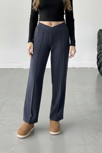 Softandbasic Kadın Dalgıc Scuba Kumaş Geniş Paça Battal Büyük Beden Eşofman A...