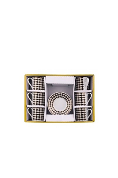 E EFRALL Ceramic Set of Six Cups with Plates