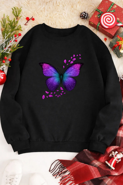 Pink Sky Unisex Printed Crew Neck Sweatshirt Oversized Cotton Daily Comfortable