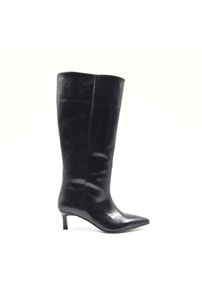 Folle Fole Genuine Leather Black Patent Leather Heeled Women's Boots