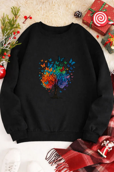 Pink Sky Unisex cu imprimeu guler rotund Swea tricou supradimensionat Bumbac ...