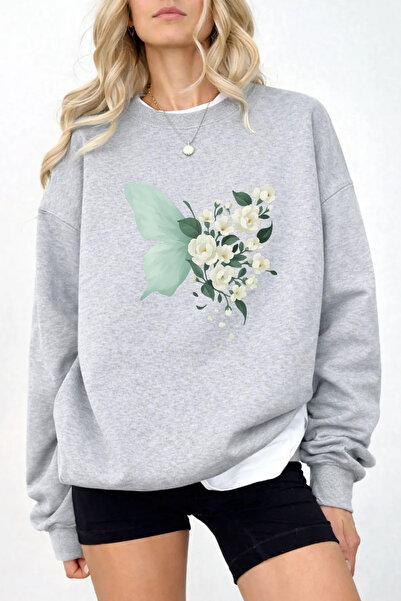 Pink Sky Unisex Printed Crew Neck Sweatshirt Oversized Cotton Daily Comfortable