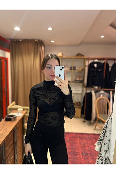 Başak Bulut Butik Desenli Transparan Bluz