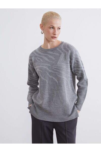 LC Waikiki Crew Neck Patterned Women's Knitwear Sweater