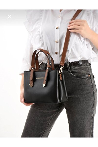 BLACK Women's Long Strap 4 Compartment Simple Stylish Shoulder and Hand Bag w...