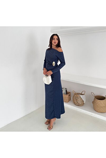 KASİDE SİMLİ KAYIK YAKA DRAPELİ ABİYE TOKALI