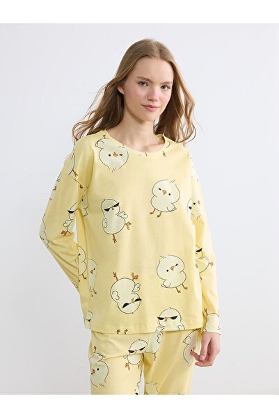 LC Waikiki guler rotund Set de pijamale pentru femei cu model