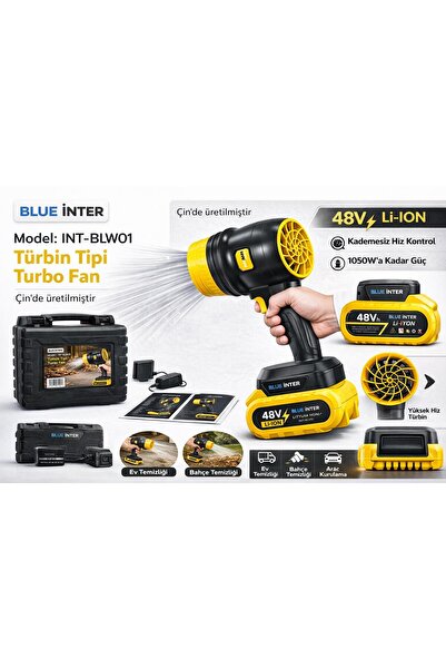 BLUE İNTER 48V 1200MAH 34000RPM 0.6 KG ŞARJLI KABLOSUZ TÜRİBİN TİPİ TURBO FAN...