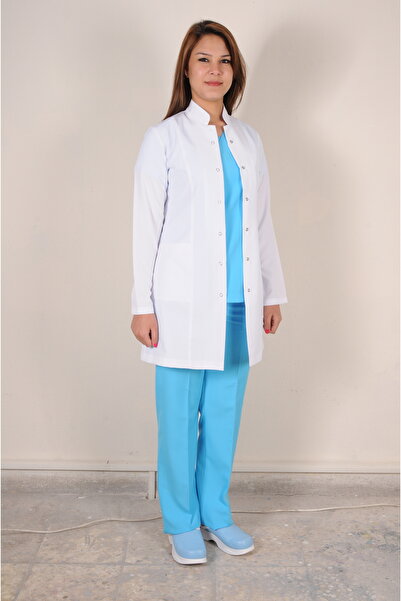 AYFORMA Beyaz Hemşire Eczacı Doktor Öğretmen Önlüğü Klasik Yaka Orta Boy