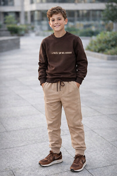 Uğur bebe 100% Cotton Brown Boys' Tracksuit Set – Double Pockets, Adjustable ...