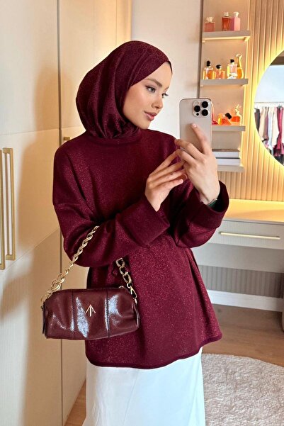 Hazamoda Zerda Glitter Sweater Burgundy