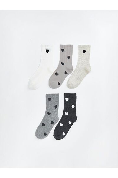 LC Waikiki Șosete de damă cu model inimioare, pachet de 5