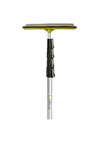 DOCAZOO Set mâner telescopic DocaPole cu racletă și burete de geam, galben/ar...
