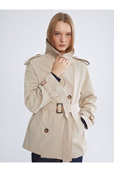 LC Waikiki Shirt Collar Oversize Women's Trench Coat