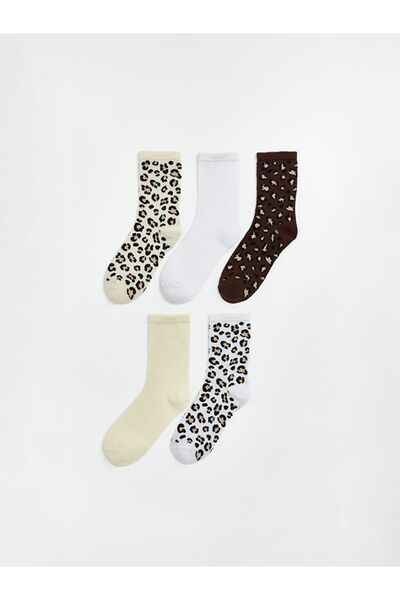 LC Waikiki Leopard Patterned Women's Socks, Pack of 5