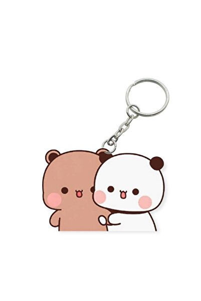 ADA 3D Dudu Bubu Panda Ayıcık Çift Anahtarlık Sevgiliye Özel Hediye Çanta Süs...