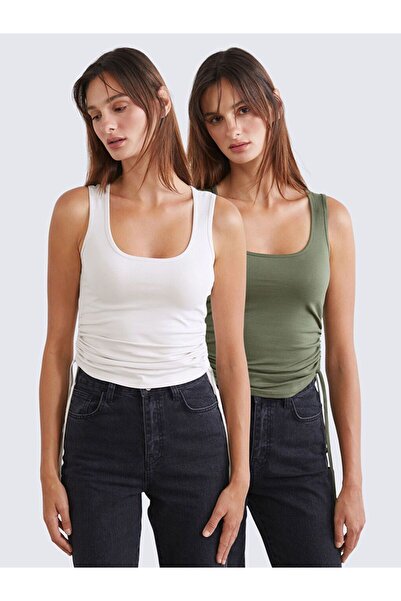 LC Waikiki Square Neck Gathered Women's Tank Top 2-Pack