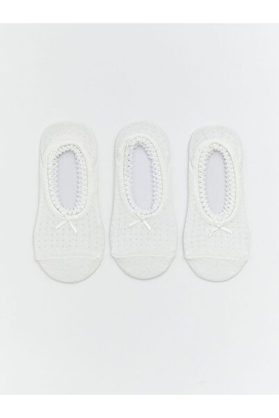 LC Waikiki جوارب باليرينا مزينة بالدانتيل والفيونكة، عبوة من 3 قطع