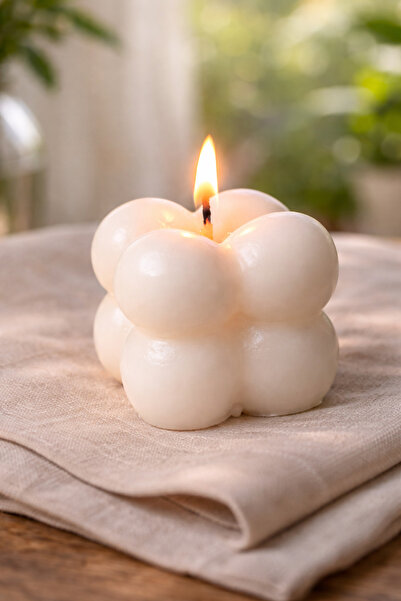Calinda Candles Mini Boy Bubble Küp Detaylı Amber Kokulu %100 Soya Wax Dekora...