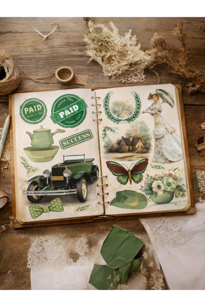 Fun Life 40 Pieces Green Themed Transparent Sticker Set