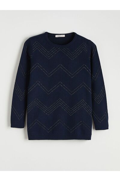 LC Waikiki Crew Neck Patterned Women's Knitwear Sweater