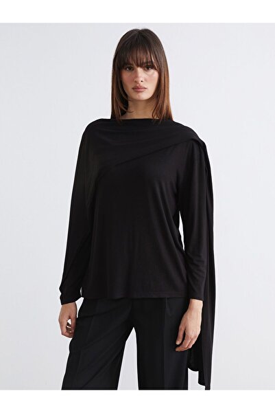 LC Waikiki Shawl Collar Scarf Detailed Gathered Blouse